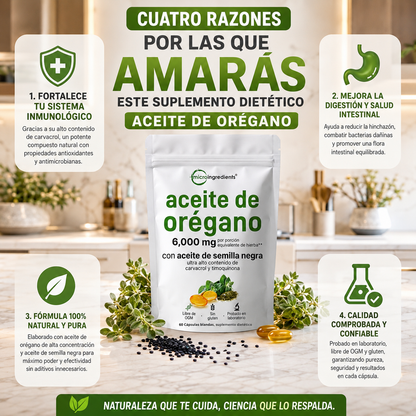 OregaShield™ —  Defensa inmunológica · Apoyo antifúngico · Limpieza intestinal y respiratoria