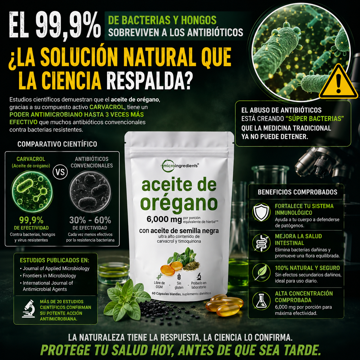 OregaShield™ —  Defensa inmunológica · Apoyo antifúngico · Limpieza intestinal y respiratoria